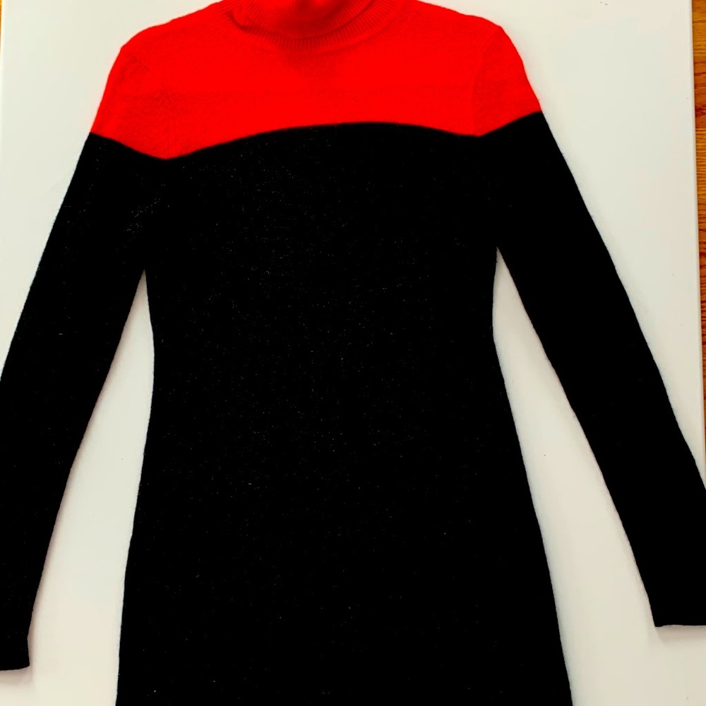 Gray and Red cashmere dress